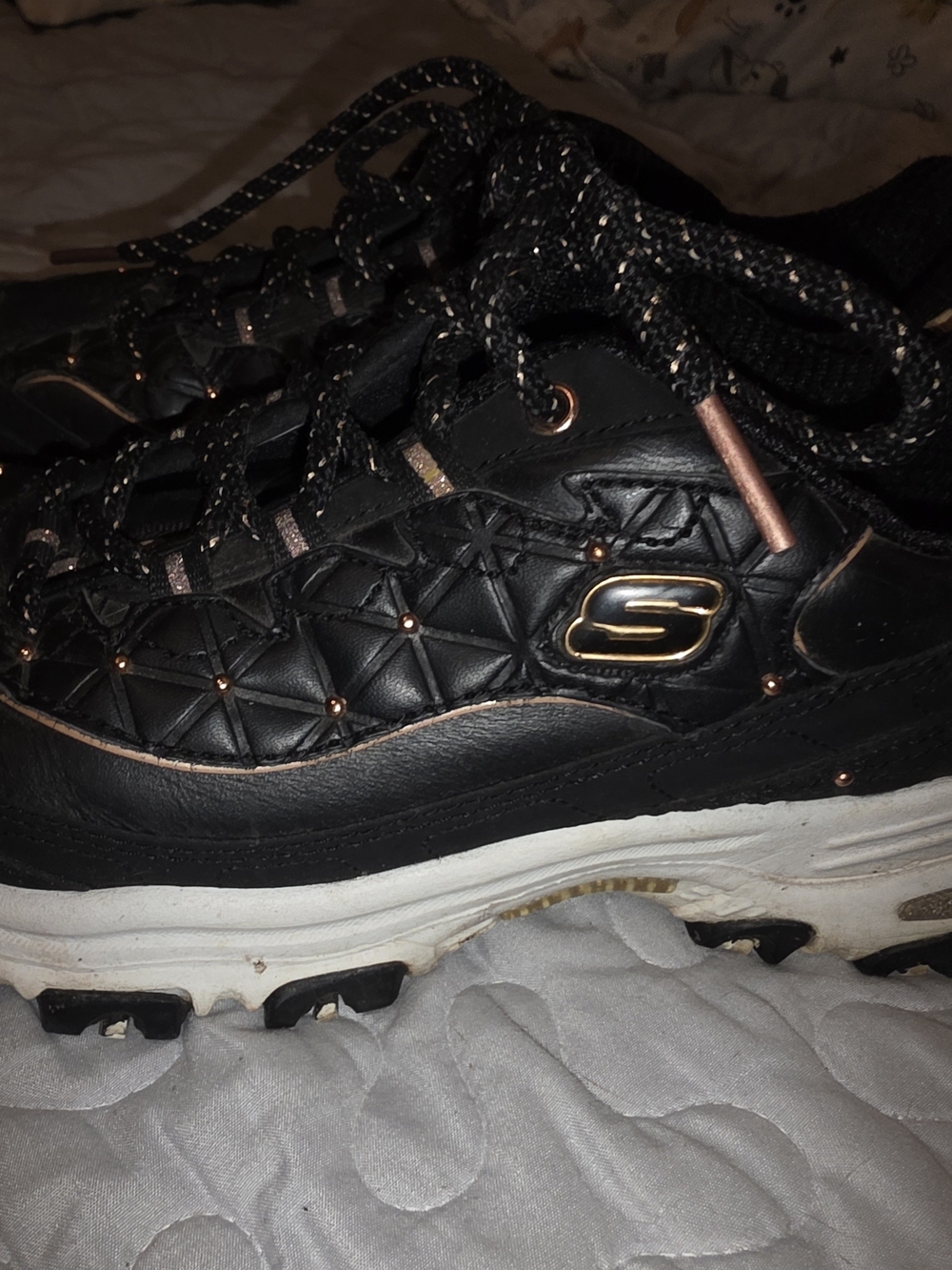 Skechers Black Sneakers with Rose Gold Accents